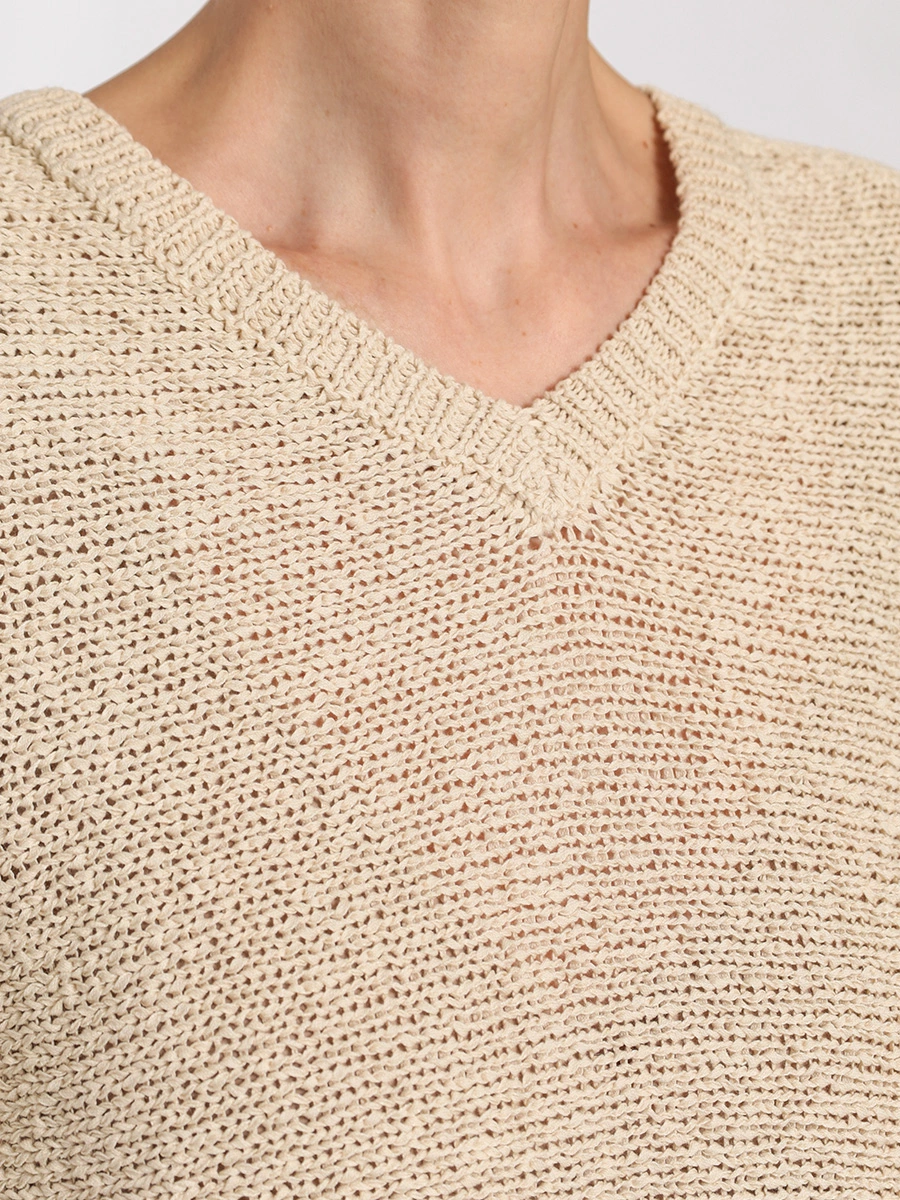 Пуловер фактурной вязки с короткими рукавами